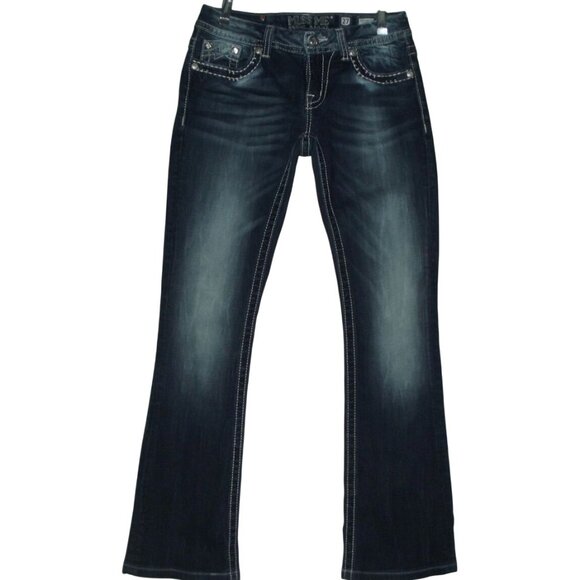 Miss Me Jeans Womens 27 X 30" JE13048L Signature Rise boot studded rhinestones - Picture 1 of 13